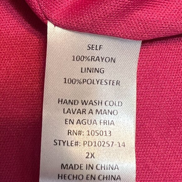 Emily Wonder 2X Pink Red Abstract Floral Tiered V-Neck Crinkle Tunic Dress - Picture 6 of 10